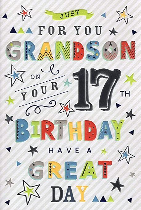 Special Grandson 17th Birthday Card, assorted: Amazon.co.uk: Kitchen & Home Happy 17th Birthday Boys, Bd Quotes, 17th Birthday Wishes, 17th Birthday Card, 16th Birthday Wishes, Birthday Grandson, Birthday Card Son, Happy Birthday Grandson, Birthday Cake Write Name