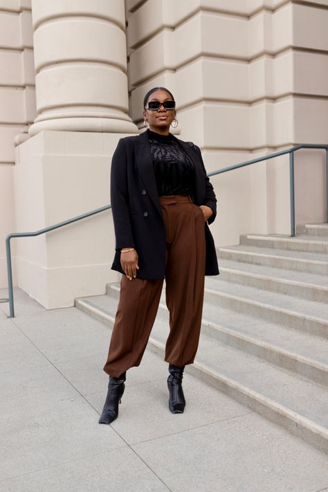 Brown Slacks Outfit Women Business, Chocolate Brown Pants Outfit For Work, Women Slacks Outfit, Brown Slacks Outfit, Brown Slacks Outfit Women, Brown Pants Outfit For Work, Slacks Outfit, Brown Pants Outfit, Pants Outfit Work