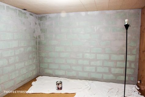 The process of painting cinder block walls in a basement this is for unpainted blocks or if you want to repaint your cinder block walls. #twofeetfirst Painting Basement Walls, Cinder Block Paint, Painting Concrete Walls, Concrete Basement Walls, Basement Paint, Basement Painting, Dream Basement, Concrete Block Walls, Cinder Block Walls