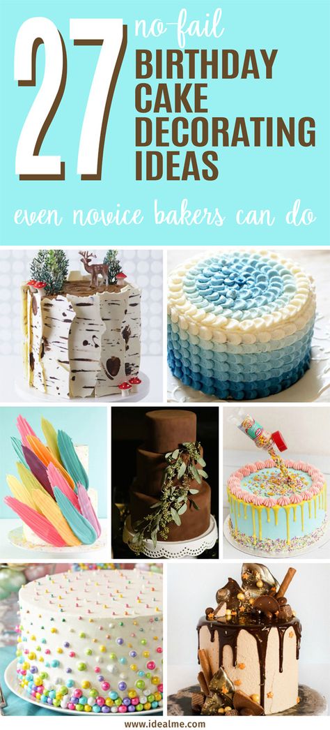 27 no-fail birthday cake decorating ideas Birthday Cake Ideas For Adults Women, Birthday Cupcakes For Women, Birthday Cake For Women Simple, Tårta Design, Birthday Cake Decorating Ideas, Birthday Cake For Mom, Novelty Birthday Cakes, 60th Birthday Cakes, Adult Birthday Cakes