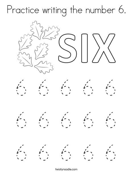 Practice writing the number 6 Coloring Page - Twisty Noodle Preschool Number 6 Worksheets, Number 6 Preschool Activities, Number 6 Worksheets For Preschool, Number 6 Activities For Preschool, Number 6 Worksheet, Preschool Body Theme, Preschool Weekly Lesson Plans, Number Crafts, Number Worksheet