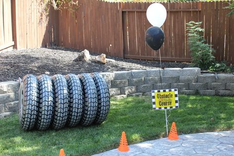 Obstacle course with tires (Car Cub Camp?) Monster Jam Party Games, Monster Truck Birthday Party Games, Monster Truck Birthday Party Ideas, Truck Birthday Party Ideas, Blaze Party, Monster Truck Birthday Party, Monster Jam Birthday, Monster Jam Party, Monster Truck Theme