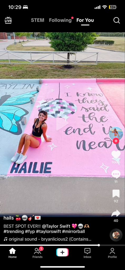 Taylor Swift Painted Parking Spot, Better Late Than Ugly Parking Spot, Senior Parking Spot Ideas Taylor Swift, Senior Parking Space Ideas Taylor Swift, Senior Parking Spaces Taylor Swift, Taylor Swift Parking Spot Painting, Taylor Swift Senior Parking Spot, Senior Tiles, Taylor Swift Parking Spot