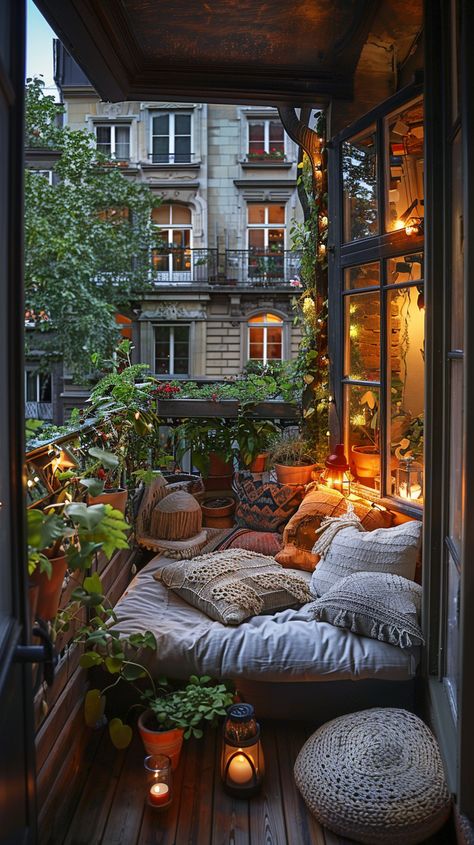 Nyc Balcony, Small Space Living Hacks, Building Planter Boxes, Cozy Hygge, Small Fire Pit, Custom Railing, Diy Seating, Balcony Furniture, Dream Apartment Decor