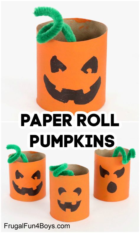 Pumpkin Toilet Paper Roll, Halloween Theme Preschool, Høstaktiviteter For Barn, Recycle Craft Projects, Halloween Craft Activities, Pumpkin Craft, October Crafts, Easy Fall Crafts, Pumpkin Roll