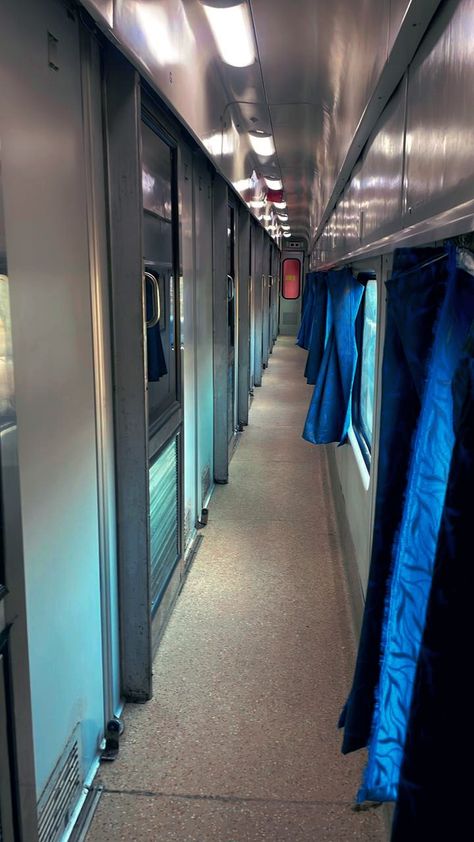 Inside the first AC class/bouge of an Indian train, a long pathway awaits, promising luxury and comfort during the journey. 1st Ac Train Snap, Ac Coach Train Snap, Train Travel Aesthetic Indian, Ac Train Snap, Indian Train Aesthetic, Ac Snap, Ac Train, Train Snap, Romantic Ideas For Him