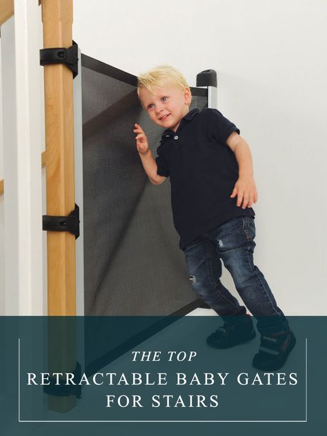 View comparisons of the top retractable baby gates for stairs to find the right fit for your home! Folding Stair Gate Diy, Baby Gates For Stairs, Baby Gates For Stairs With No Wall, Baby Proofing Stairs, Custom Dog Gates, Child Gates For Stairs, Best Baby Gates, Safety Gates For Stairs, Retractable Baby Gate