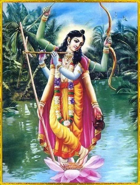 Shad-bhuja-murti- The six arm form of Sri Caitanya Mahaprabhu. Krishna Book, Goddess Artwork, Hindu Mythology, Krishna Radha Painting, Radha Krishna Images, Radha Krishna Pictures, Radha Krishna Love, Radha Rani, Krishna Radha