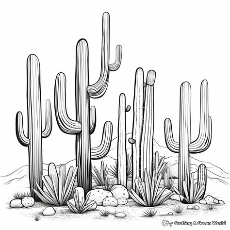 Cactus Line Drawing, Cactus Sketch, Adventure Drawing, Cactus Drawing, Kindergarten Coloring Pages, Cactus Illustration, Scripture Writing, Boho Brand, Leather Tooling Patterns