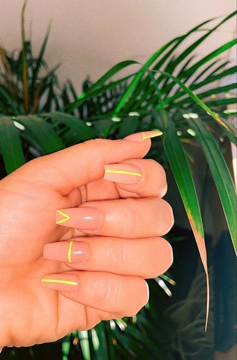 50+ Trending Summer Nails Design Inspo | False Press On Summer Nails 2023 Nails Acrylic Summer Yellow, Yellow And Clear Nails, Highlighter Yellow Nails Design, Nude And Neon Yellow Nails, Yellow Valentine Nails, Summer Acrylic Nails Yellow, Vacation Nails Yellow, Yellow Vacation Nails, Yellow And Nude Nails