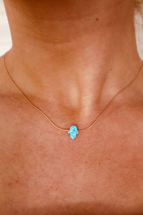 Opal Hamsa Necklace, Blue Hamsa, Hamsa Necklace Gold, Gold Hamsa, Hamsa Necklace, Classy Jewelry, Necklace Blue, Hamsa Hand, Opal Necklace