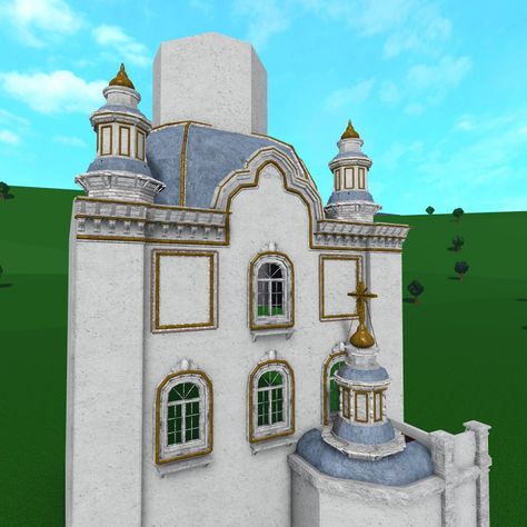 Bloxburg Art Deco House, Bloxburg Church Layout, Bloxburg Victorian Castle, Vintage Wallpaper Bloxburg, Greece Bloxburg, Bloxburg Castle Exterior, Bloxburg Statue Decal, Bloxburg Statue, Bloxburg Church