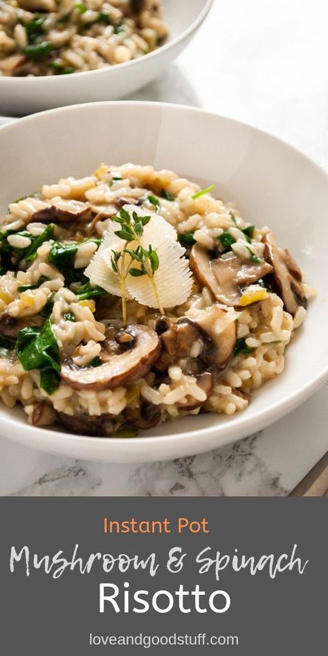 Risotto Instant Pot, Risotto Recipes Vegetarian, Instant Pot Risotto, Vegetarische Diners, Vegetarian Risotto, Spinach Risotto, Mushroom Risotto Recipes, Vegetarian Instant Pot, Diner Recept