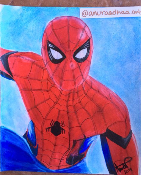 Drawing Tom Holland, Spiderman Easy Drawing, Colour Drawing Easy, Easy Drawing With Pencil, Spider Man Drawing, Drawing Marvel, Drawing With Pencil, Colour Drawing, Wings Drawing