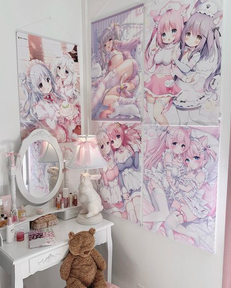 dreamy…🪽🎀🧸 #coquette #coquetteroom #coquettegirl #coquetteaesthetic #kawaii #kawaiiaesthetic #kawaiianime #animeart #animecore #animeroom… | Instagram Cute Room Anime, Room Ideas Cutecore, Kawaiicore Room Ideas, Pink Cutecore Room, Animecore Room, Pink Anime Room Aesthetic, Bedroom Cutecore, Kawaii Room Ideas, Kawaii Bedroom