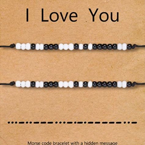 Haven't you always wanted a matching bracelet with or for your significant other? You will automatically be in survival mode as the bracelet represents 'I love you' in morse code. Something also for the tough men out there. Cute Gifts For Your Boyfriend Bracelets, Morse Code Bracelet I Love You, Matching Bracelets Ideas Beads, I Love You Bracelet, I Love You Morse Code Bracelet, Matching Bead Bracelets For Couples, Diy Matching Bracelets, Cute Couple Bracelets, Matching Bracelet Ideas