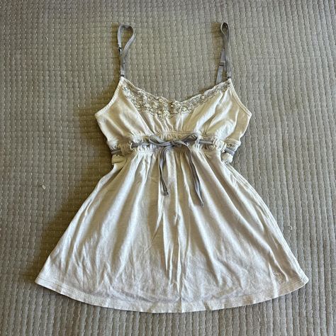 ultra rare vintage y2k abercrombie & fitch babydoll... - Depop Swan Coquette, Babydoll Top Outfit, Depop Finds, Y2k Abercrombie, Babydoll Cami, Bella Swan, Elena Gilbert, Babydoll Top, Silver Sequin