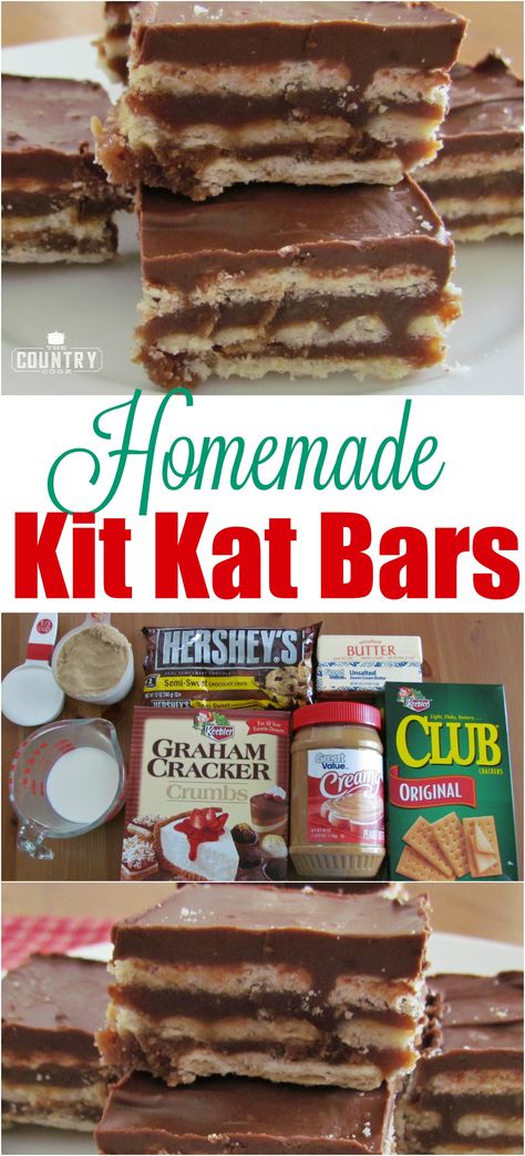 Homemade Kit Kat Bars recipe from The Country Cook Danishes Recipe, Kit Kat Bars, Cake Kit, Country Cook, The Country Cook, Cooking Homemade, Candy Cake, Country Cooking, No Cook Desserts