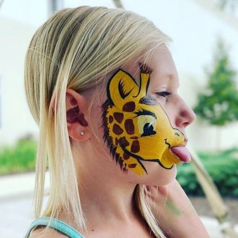 Zoo Animal Face Paint Easy, Zoo Animal Face Paint, Giraffe Face Paint, Zombie Face Makeup, Face Painting Images, Easy Face Painting Designs, Face Painting Flowers, Giraffe Face, Animal Face Paintings