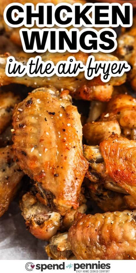 When it comes to appetizers, these air fryer chicken wings are the best. Power up the Ninja or any other brand of air fryer and they turn out crispy and full of flavor in no time. Cook from frozen or fresh, just adjust the time and temp for a hot and delicious appetizer that is sure to be a favorite with all of your favorite sauces! #airfryerchickenwings #airfryerwings #chickenwings #spendwithpennies Airfryer Wings, Crispy Air Fryer Chicken Wings, Wing Night, Crispy Air Fryer Chicken, Appetizer Easy, Air Fryer Wings, Actifry Recipes, Air Fryer Recipes Snacks, Air Fryer Chicken Wings