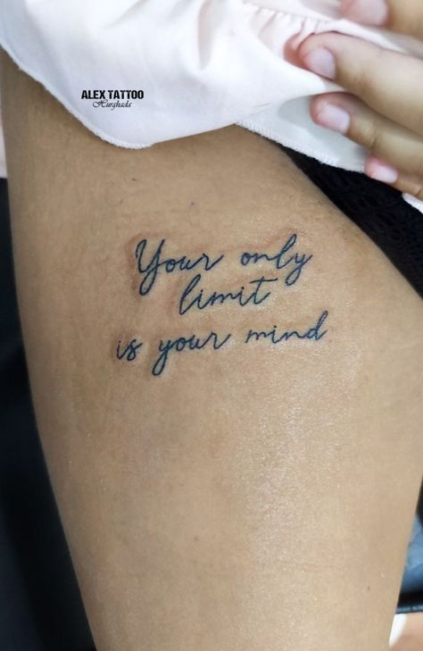 Most Meaningful Tattoos For Women, Live Freely Tattoo, Purposeful Tattoos, Asthetic Tattoos Women Arm, Confident Tattoos For Women, Tattoo On Thigh For Women Quote, Determination Tattoo Ideas, Tattoos About Freedom, Tattoo Design Words