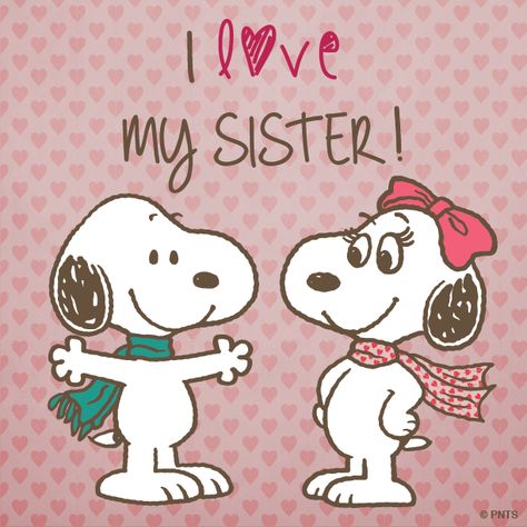 I love my sister.                                                                                                                                                                                 More Tag Your Brother, Love My Brother, Snoopy Family, I Love My Sister, I Love My Brother, Snoopy Funny, Snoopy Images, Peanuts Cartoon, Love My Sister