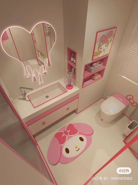 Sanrio Bedroom, Sanrio Room, Hello Kitty Room Decor, Smart Home Design, Unique Bathroom, Bathroom Inspiration Decor, Pretty Room, Cute House, Dream Room Inspiration