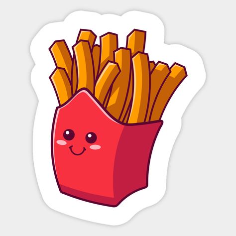 Cute French Fries -- Choose from our vast selection of stickers to match with your favorite design to make the perfect customized sticker/decal. Perfect to put on water bottles, laptops, hard hats, and car windows. Everything from favorite TV show stickers to funny stickers. For men, women, boys, and girls. Junk Food Stickers, French Fries Sticker, Fries Sticker, Food Stall, Food Stickers, Sticker Cute, Favorite Snack, French Fries, Junk Food