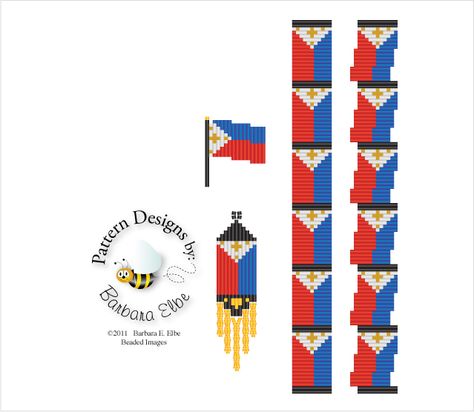 Antigua Flag, Filipino Flag, Flag Beads, Earring Pins, Color Graphing, Embroidery Bracelets, Design Seeds, Brick Stitch, Flag Design