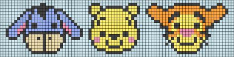 Winnie The Pooh Crochet Tapestry, Cute Animal Character, Bead Loom Designs, Tiny Cross Stitch, Crochet Heart Pattern, Loom Bracelet Patterns, Pixel Crochet, Animal Character, Diy Friendship Bracelets Patterns