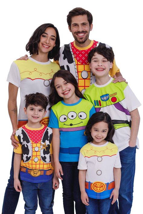 PRICES MAY VARY. Officially licensed Disney Woody men's short sleeve graphic tee shirt Contrast raglan sleeves; Dress-up cosplay design; Rib knit crew neck collar; Awesome screen print design with shiny gold foil; Pull on closure; Kids and adult sizes for fun matching family outfits Fashion tees with cool character designs you will love to wear; made from a soft clothing material that is safe on skin Durable and long-lasting graphic tshirts with a comfortable fit and an easy to dress design maki Toy Story Halloween Costumes Families, Disney Bound Toy Story, Family Halloween Costumes For 4, Toy Story Jessie, Family Cosplay, Sheriff Woody, Matching Family T Shirts, Toy Story Woody, Space Ranger