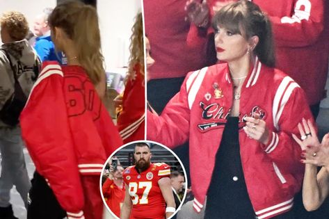 The meaning behind the ‘60’ on Taylor Swift’s Chiefs jacket at Super Bowl 2024 Red Adidas Tracksuit, Chiefs Jacket, Lucky Number 13, Super Bowl Outfit, Red Tracksuit, Erin Andrews, Best Selfies, Number 13, Bouncy Curls