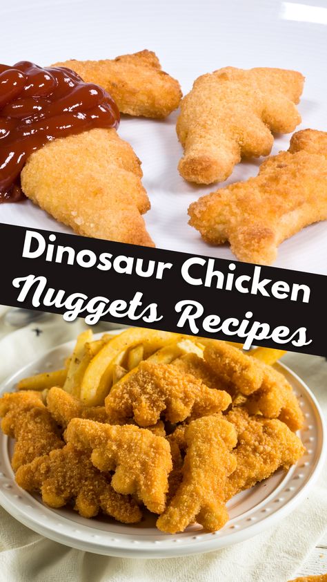 Chicken Nuggets Recipes, Kids Chicken Nuggets, Nugget Recipes, Dino Chicken Nuggets, Chick Fil A Recipe, Dinosaur Chicken Nuggets, Fun Kid Lunch, Vegan Chicken Nuggets, Chicken Nuggets Recipe