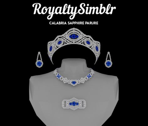 Sims 4 Cc Royal Accessories, Sims Crown Cc, Sims 4 Crowns, Sims Royal Cc, Sims 4 Crown Cc, Sims 4 Vintage Glamour, Sapphire Parure, Sims Historical, Sims Royal