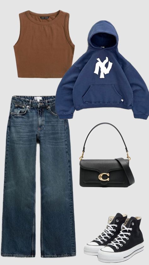 Yankees Outfit, Streetwear Y2k, Blue Outfit, Outfit Ideas, Blue