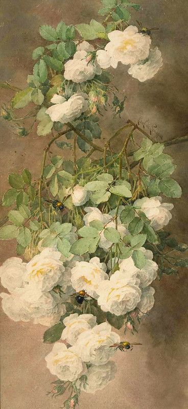 White Roses, Roses, Canvas, Green, White