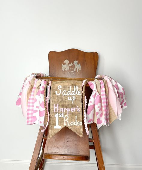 First Rodeo Theme Birthday, First Rodeo Centerpiece, Rodeo High Chair Banner, My First Rodeo Party, Pink Western Party, First Rodeo Party, Burlap Centerpieces, 1st Rodeo, Rodeo Party