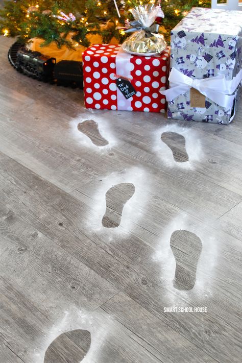 Mistletoes Footprint Craft, Mistletoe Footprint, Santa Footprints, Mason Jar Chandelier, Floating Candle Centerpieces, Diy Hanging Shelves, Footprint Crafts, Christmas Traditions Family, Mason Jar Lighting