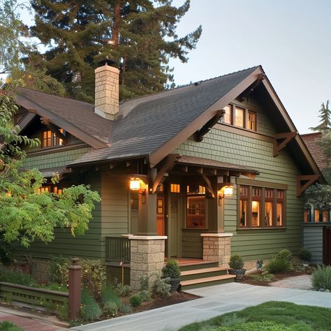 Modern Craftsman House: America's Most Popular House Style Cottage Exterior Colors, Exterior Paint Schemes, Homes Exterior, Bungalow Exterior, Bungalow Homes, Craftsman Exterior, Plans Architecture, Cottages And Bungalows, Cottage Exterior