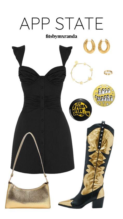 APP STATE GAMEDAY #outfitinspo #outfit #gameday #gamedayfit #gamedayoutfit College Gameday Outfits, App State, Gameday Dress, Game Day Outfit, Country Concert Outfit, Gameday Outfit, Day Outfit, Country Outfits, Boots Outfit