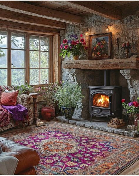 Cottagecore Fireplace, Cozy Reading Space, English Country Decor Living Room, Corner Fireplace Living Room, Reading Space, English Cottage Decor, Cozy Living Room Design, Cottages And Bungalows, French Country Living Room