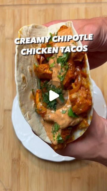 Healthy & Tasty food on Instagram: "Creamy Chipotle Chicken Tacos 🌮   🎥 by @stealth_health_life   Follow @countyurcalories for healthy recipes daily🥗  Recipe makes ~6 tacos  Per taco (assuming 6 tacos): 342 Cals 34g Protein 25g Carbs 11g Fat  Ingredients: 2 lb boneless skinless chicken thighs 1 tablespoon olive oil 6 cloves minced garlic 1 tspn salt 2 tspn cumin 2 tspn smoked paprika 2 tspn chili powder 4 tablespoons adobo sauce 2 minced chipotle peppers (de-seed to reduce spice) 2 Tablespoons honey Juice of 2 limes 1 white onion  Chipotle cream sauce: 1 minced chipotle pepper (de-seed to reduce spice) 50g 2% Greek yogurt 15g light Mayo 1 tablespoon adobo sauce 1/2 lime juice 1/2 tspn garlic powder 1/2 tspn smoked paprika 1 Tspn honey 3 tablespoons milk or water Handful of fresh chopped Creamy Chipotle Chicken, Chipotle Cream Sauce, Healthy Tasty Food, Chipotle Chicken Tacos, Stealth Health, Chicken Chipotle, Healthy Chicken Tacos, Chipotle Recipes, Chipotle Peppers