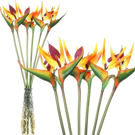 Amazon.com: Hanaive 12 Pcs Bird of Paradise Artificial Plant 24 Inches Hawaiian Tropical Flowers Rubber Strelitzia Faux Flowers Bouquet for Home Garden Office Wedding Indoor Outside Party Decor DIY (Yellow) : Home & Kitchen Outside Party, Party Decor Diy, Tropical Centerpieces, 40th Anniversary Party, Faux Flower Bouquets, Wedding Indoor, Brunch Decor, Artificial Birds, Hawaiian Christmas