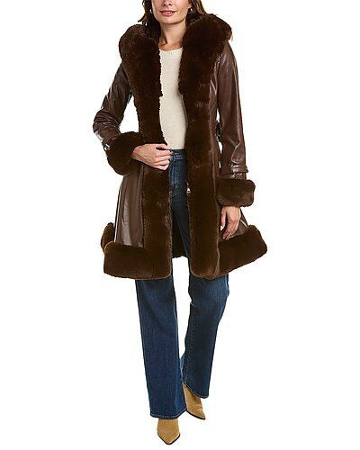 La Fiorentina Swing Coat Fur Trim Coat, Plush Coat, Puffer Jacket Women, Puffy Jacket, Wool Blend Coat, Short Coat, Brown Fashion, Leather Design, Winter Style