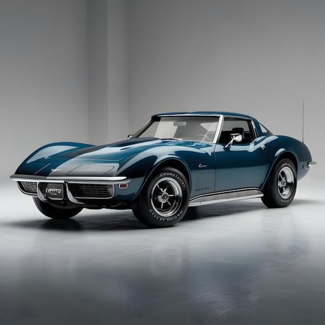 Corvette Stingray 1969, 1969 Corvette Stingray, 1969 Corvette, Car Sit, Cinematic Lighting, Chevrolet Corvette Stingray, Corvette Stingray, White Backdrop, 3d Render