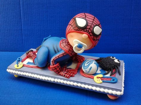 Baby Spiderman for babyshower. Spiderman Gender Reveal, Spiderman Baby Shower Ideas, Spider Man Baby Shower Ideas, Shower Foods, Superhero Baby Shower, Boy Baby Shower Centerpieces, Baby Spiderman, Coed Baby Shower, Spiderman Cake