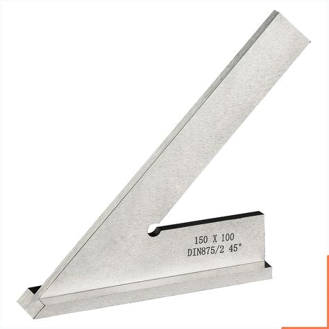 Boomgood 45 Degree Miter Square Machinist Engineer Square with Base DIN 875/2 Angle Ruler Hardened Steel 6x4 Inch, Silver Rafter Square, Woodworking Square, Mitered Square, Carpenters Square, Measuring Angles, Triangle Ruler, Door Design Images, Woodworking Machinery, Square Body