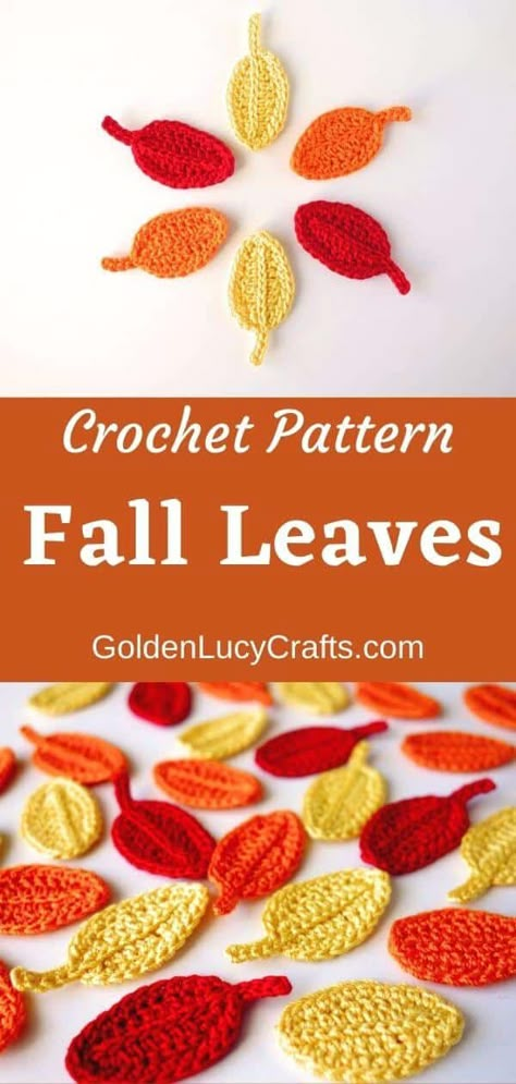 Crochet Leaves Free Pattern, Leaves Crochet Pattern, Crochet Leaf Free Pattern, Crocheted Appliques, Leaf Video, Leaves Crochet, Leaf Crochet, Cluster Stitch, Crochet Pour Halloween