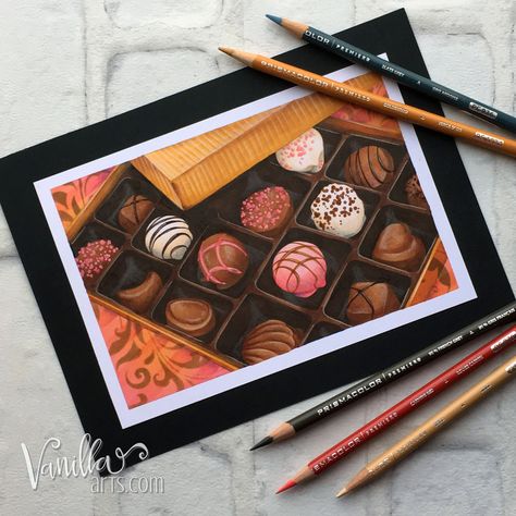 Rose Painting Watercolor, Chocolate Painting, Colored Pencil Artwork Ideas, Painting Basics, Chocolate Drawing, Hyperrealistic Drawing, Marker Painting, Food Art Painting, Copic Marker Art