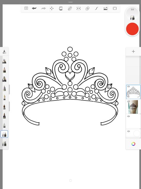 Tiara Sketch, Tiara Drawing, Tiara Tattoo, Crown Drawing, Tiaras And Crowns, Tiara, Tatting, Coloring Pages, Sketch